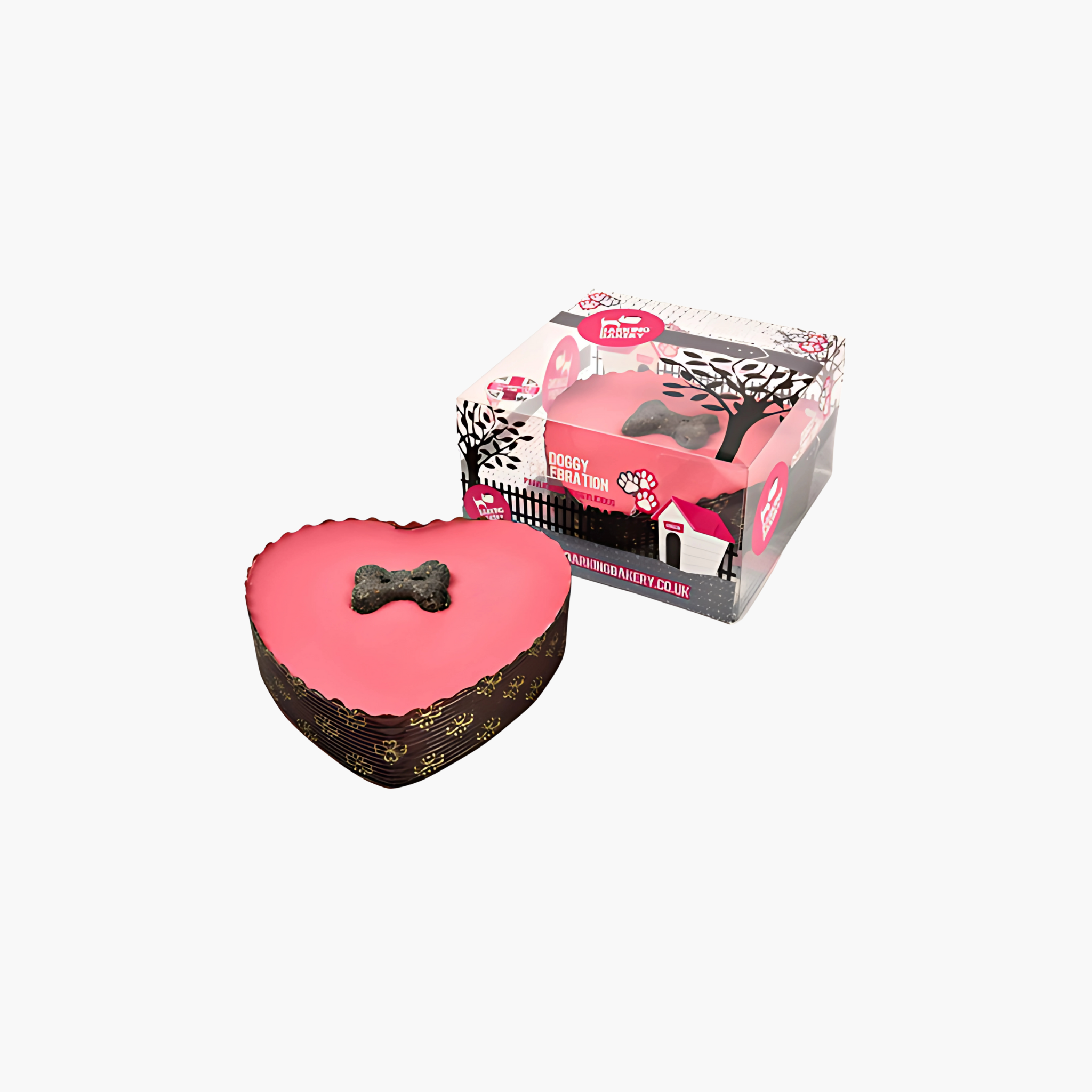 The Barking Bakery Yoghurt Topped Pawty Cake Roze Hart Met Kaars