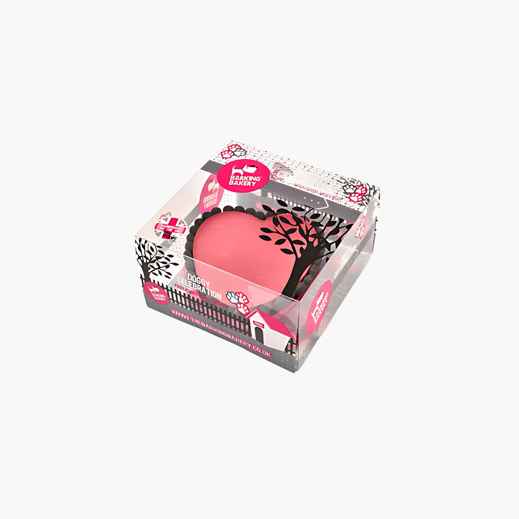 The Barking Bakery Yoghurt Topped Pawty Cake Roze Hart Met Kaars
