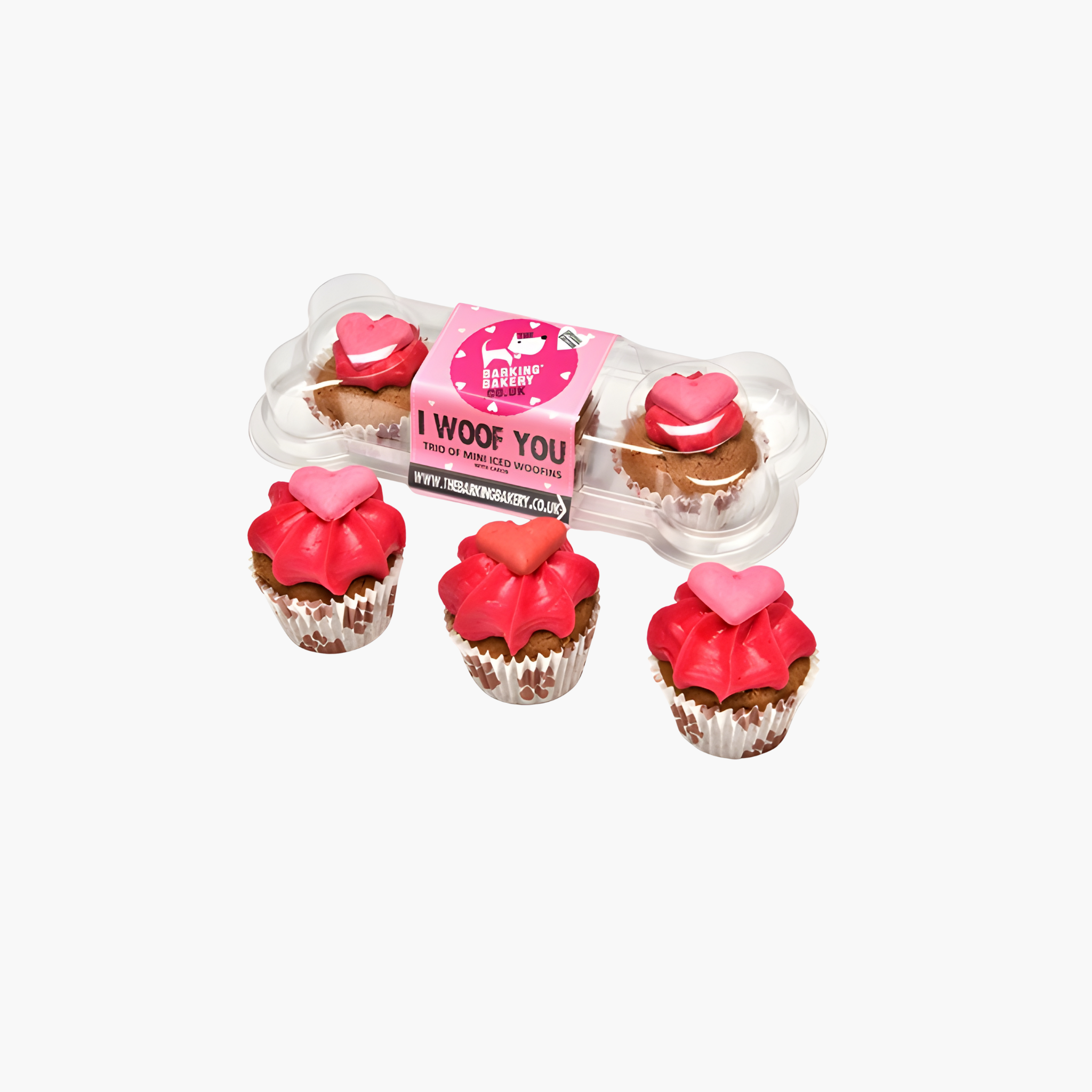 The Barking Bakery I Woof You Valentine Mini Iced Woofins Trio Assorti
