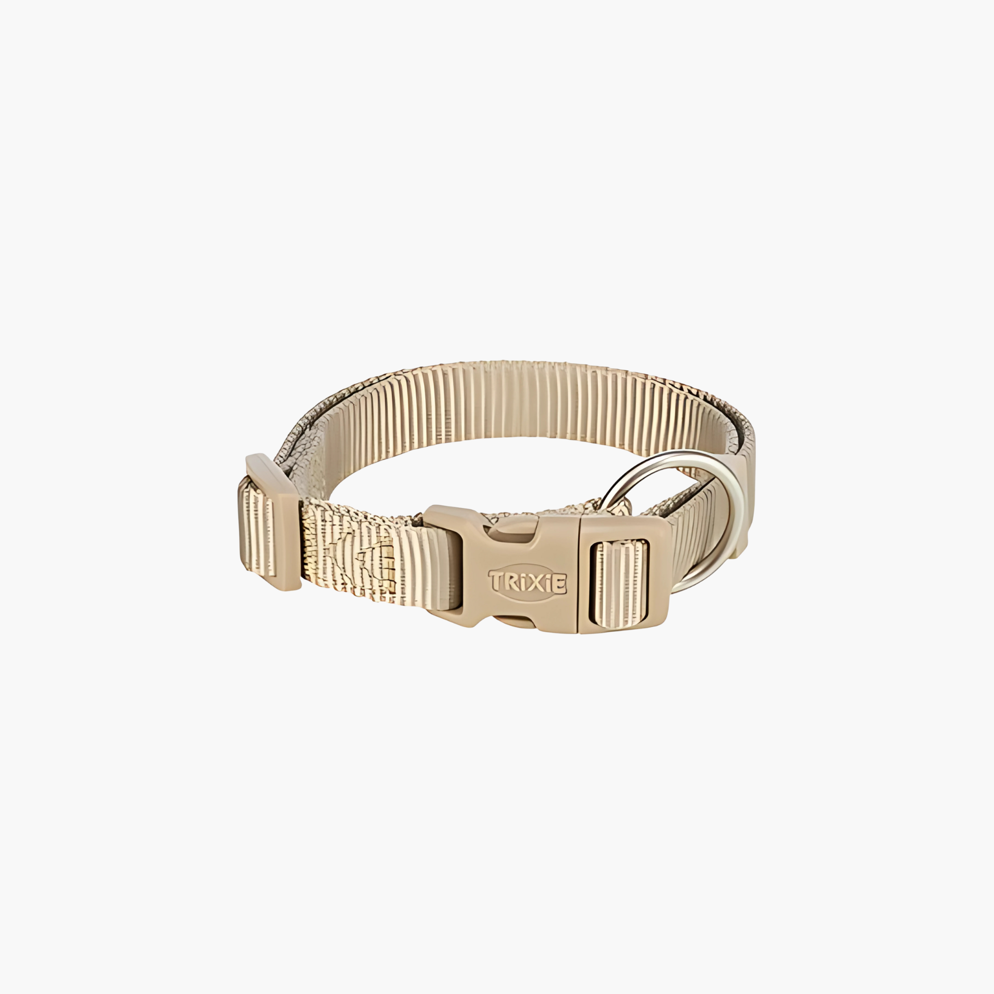 Trixie hondenhalsband Premium in zand-taupe kleur, verstelbaar en comfortabel.